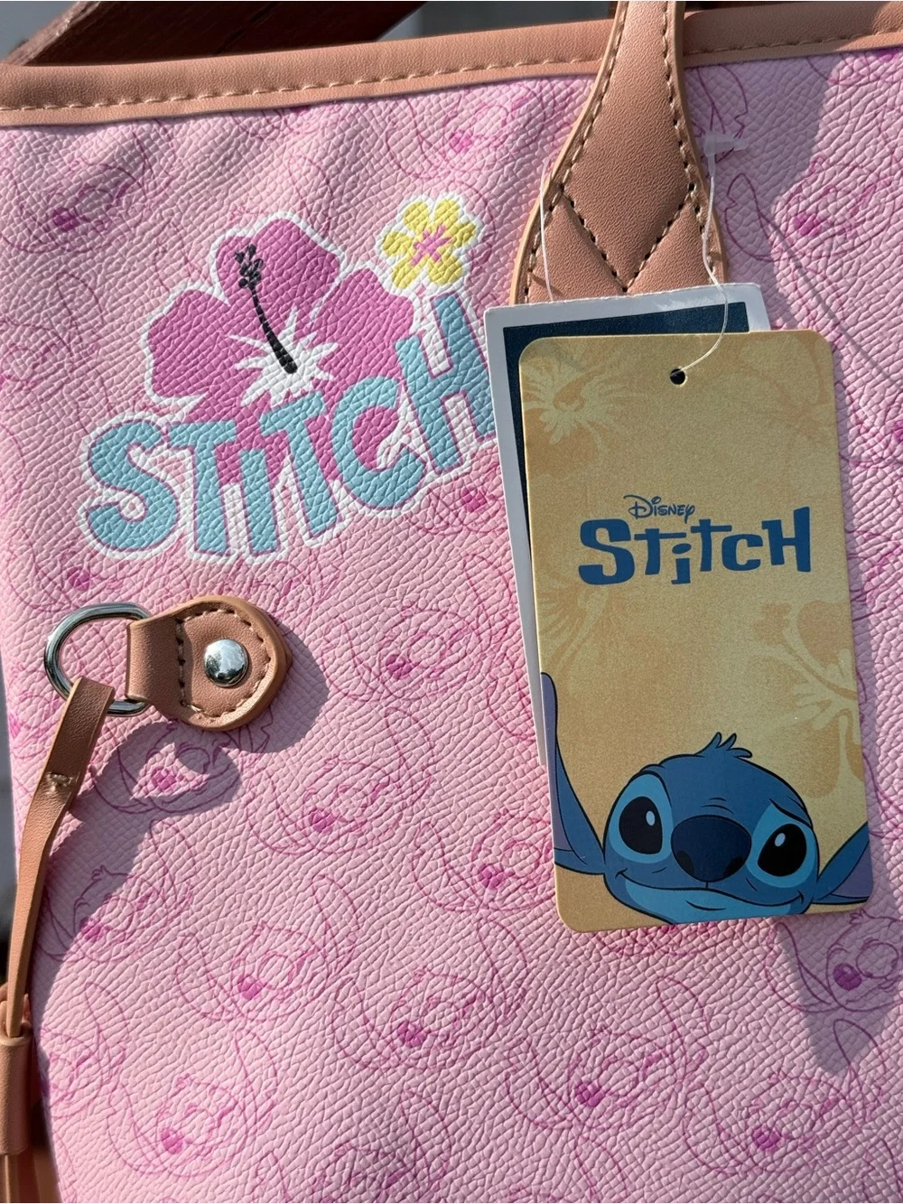 Disney Pink Stitch Tote with Tan Trim - NWT
